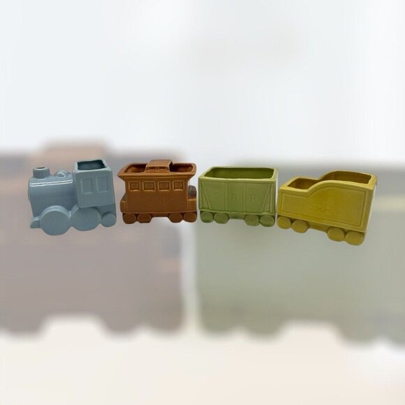 Shawnee Vintage 4 Piece Pottery S.R.R. Train Engine and Cars Planter Set MCM - Picture 5 of 16